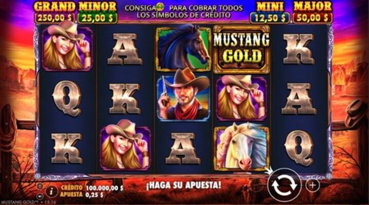 El juego base del slot Mustang Gold